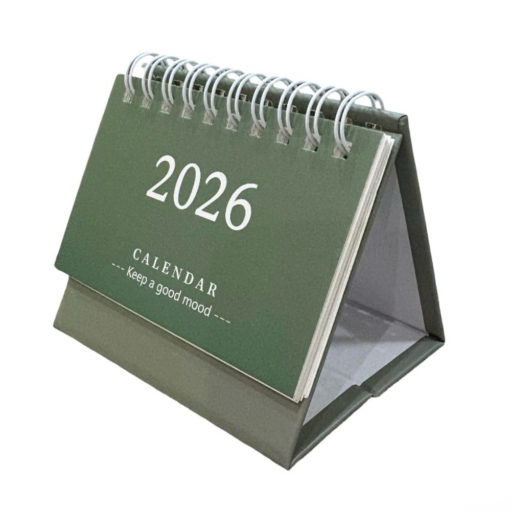 2026 Desk Calendar | Mini Flip Desktop Calendar w/ Stand (Green)